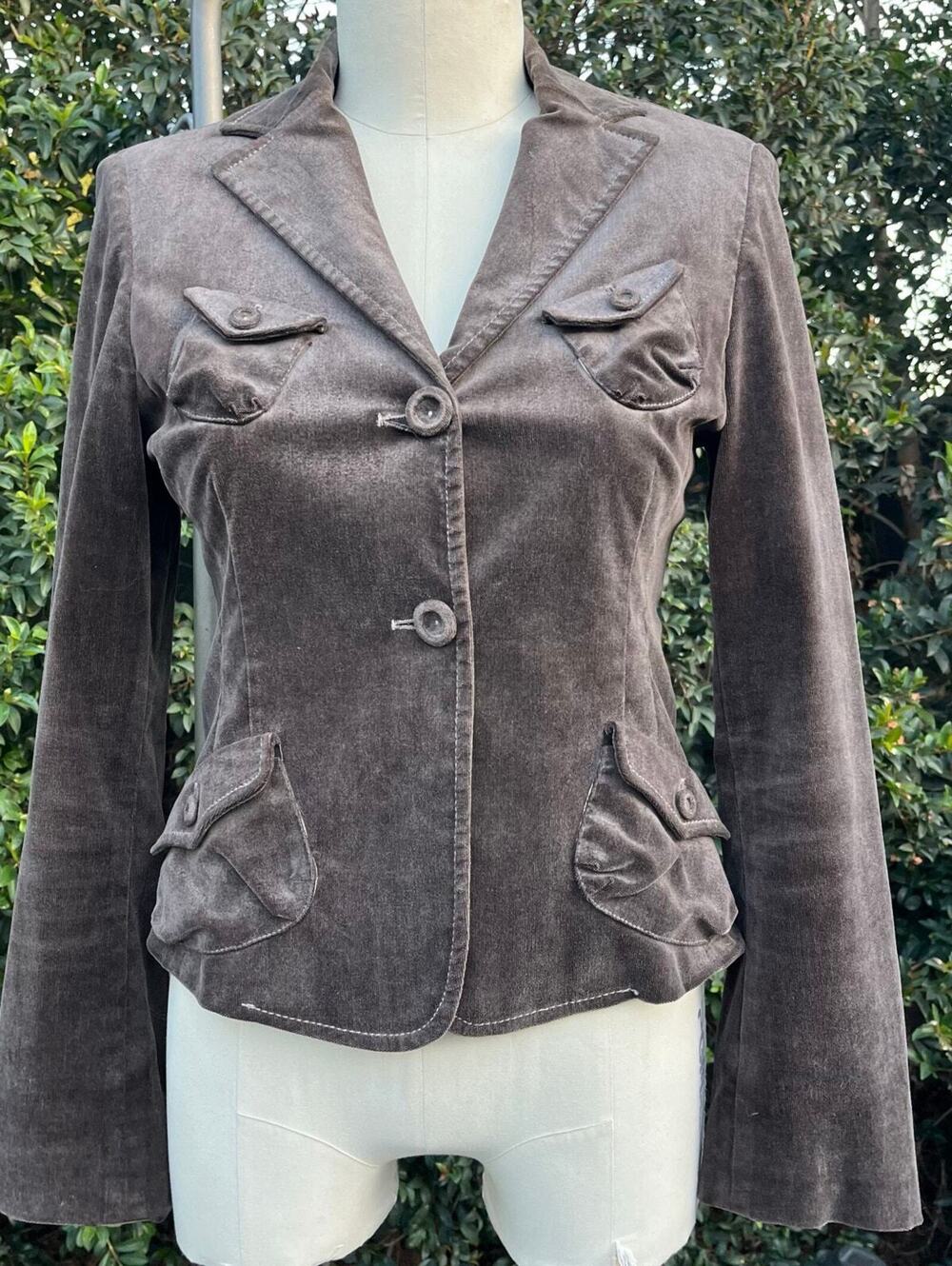 Maurizio Pecoraro Brown Velvet Lined Short Fitted Brown Blazer Italian Italy